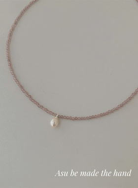 珍珠紫色小米珠项链女