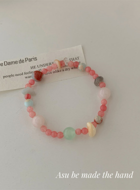 彩色串珠手链女小清新甜
