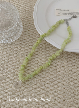 绿色碎石项链女锁骨链