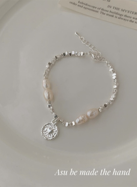 天然淡水珍珠爱心圆珠手链女
