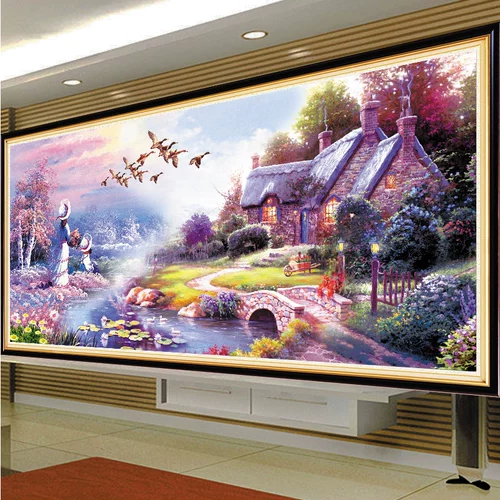 5D Diamond Painting гостиная европейская садовая хижина Diamond Emelcodery спальня сельские пейзажи ручной работы с бриллиантовыми сетками