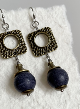 微瑕特价 | 原创设计纯手工中药合香珠复古百搭简约气质耳环耳夹