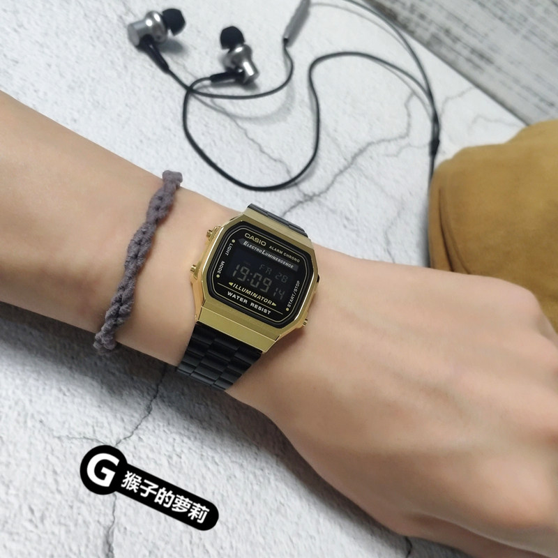 casio retro black gold