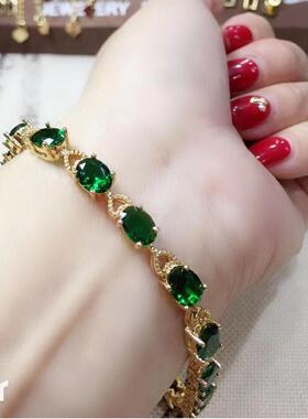 锆石手链女超闪彩色水晶手环韩版简约个性手串森系红色手链礼物
