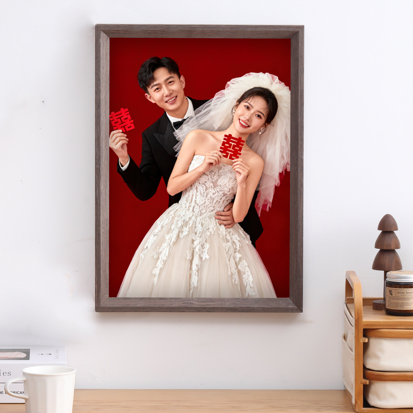 婚纱照相框挂墙定制冲洗照片放大尺寸结婚照打印加制作主卧全家福