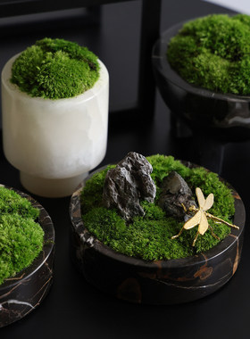 永生苔藓大理石桌面软装摆件