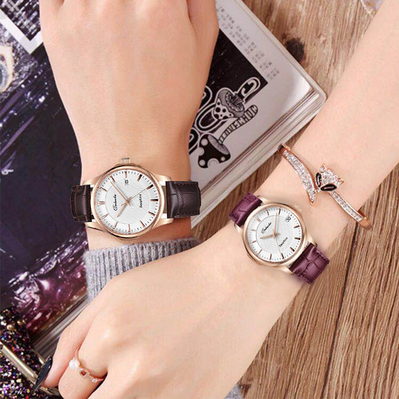 卡罗莱正品防水女士情侣日历机械表 vordo国产腕表