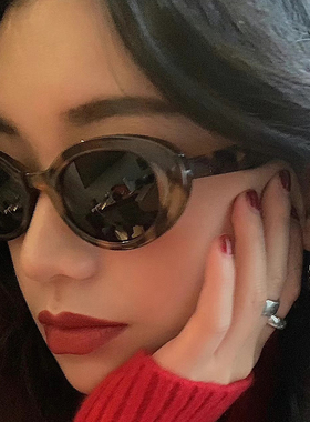 美式复古椭圆形墨镜女甜酷辣妹