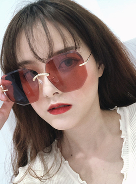 无边框时髦复古网红潮流眼镜