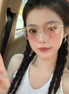 时尚透明框腮红墨镜女高级感ins