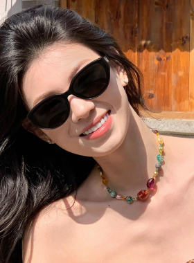 美式复古猫眼墨镜女款2025新款高级感窄框眼镜方圆脸太阳镜女显瘦