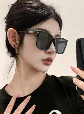 gm黑色方框墨镜女款高级感复古