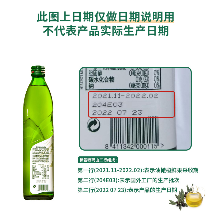 品利西班牙原装进口特级初榨橄榄油750ml2瓶烹饪食用油非精炼 - 图2