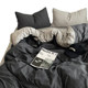 Simple solid color double bed four-piece set of fitted sheets for boys, quilt cover, dormitory sheets, three-piece set of four-season bedding
