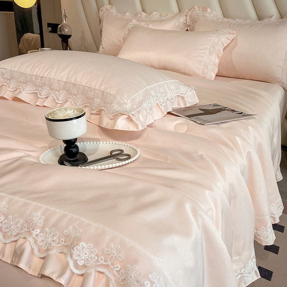 French lace summer cool quilt set of four cool ice silk summer quilt air-conditioned quilt single piece single double thin quilt machine washable