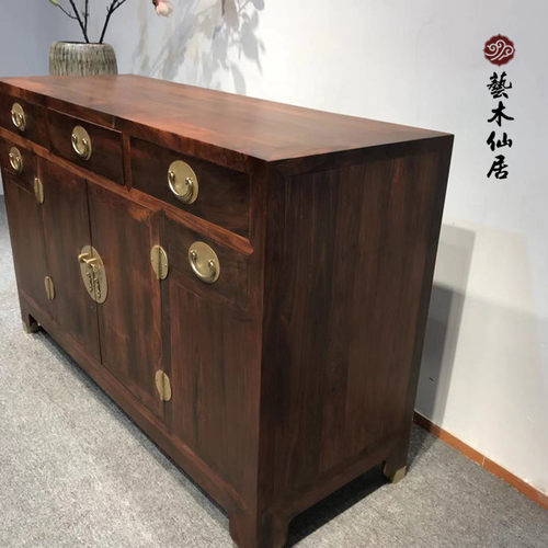 红木家具大红酸枝素面全独板餐边柜橱柜玄关柜台交趾黄檀 - 图1