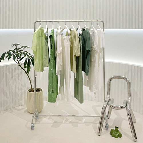 ins不锈钢服装店展示架女装货架衣服架子落地移动挂衣杆陈列道具 - 图3