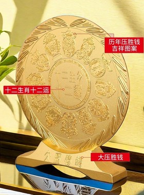 2024龙年居明吉祥物大压胜钱摆件客厅卧室书房装饰摆件