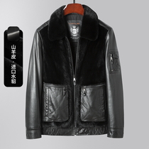 Genuine leather fur coat male mink whole mink fur coat with short down payment leather jacket fur integrated jacket warm winter jacket