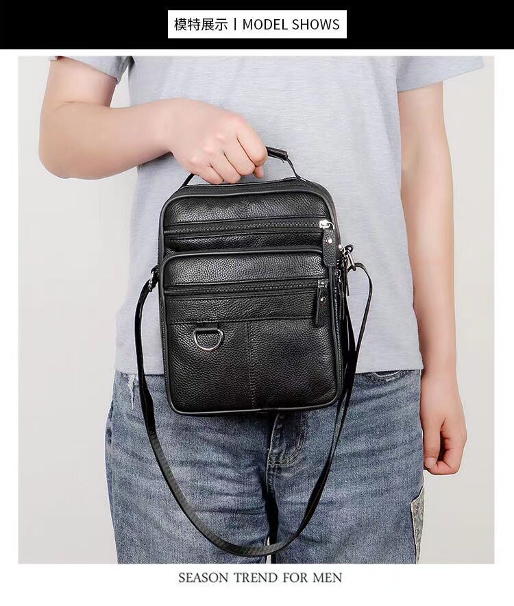 真皮男包商务多隔层牛皮单肩包公文包牛皮背包IPAD电脑包男士包包 - 图0