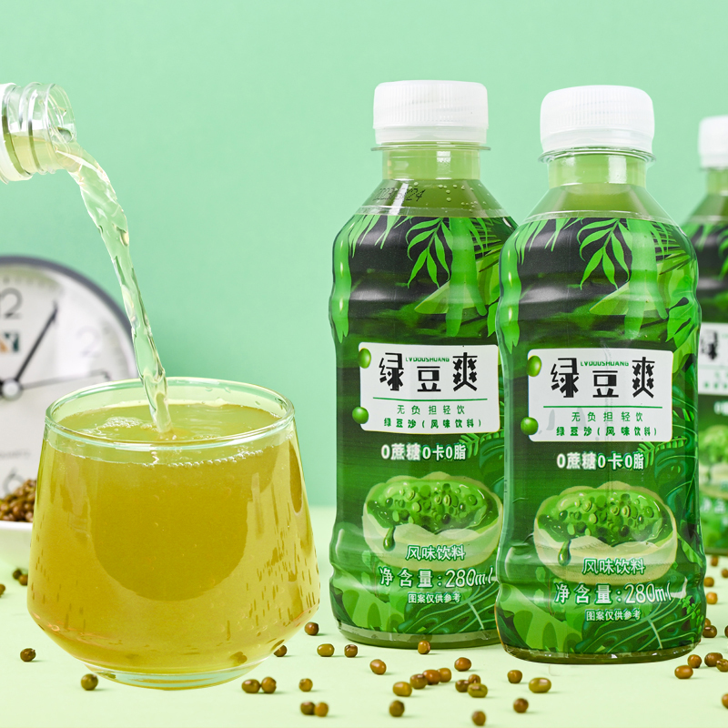 明之言绿豆爽风味饮料0糖0卡0脂清凉夏季解暑280ml*8瓶整箱解腻 - 图3