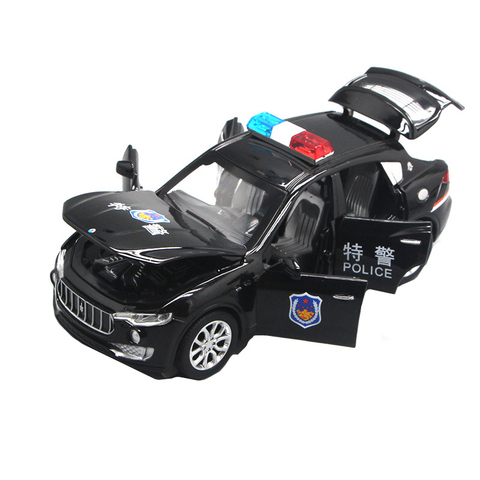 6开门合金警车金属路虎110小汽车模型儿童玩具警车玩具车声光回力