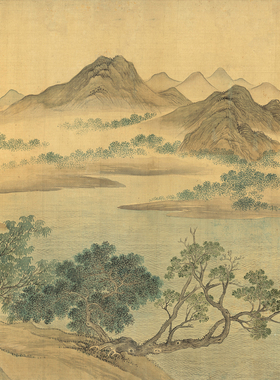 恽寿平湖山春暖图山水画高清微喷宣纸画芯未装裱字画客厅复古壁画