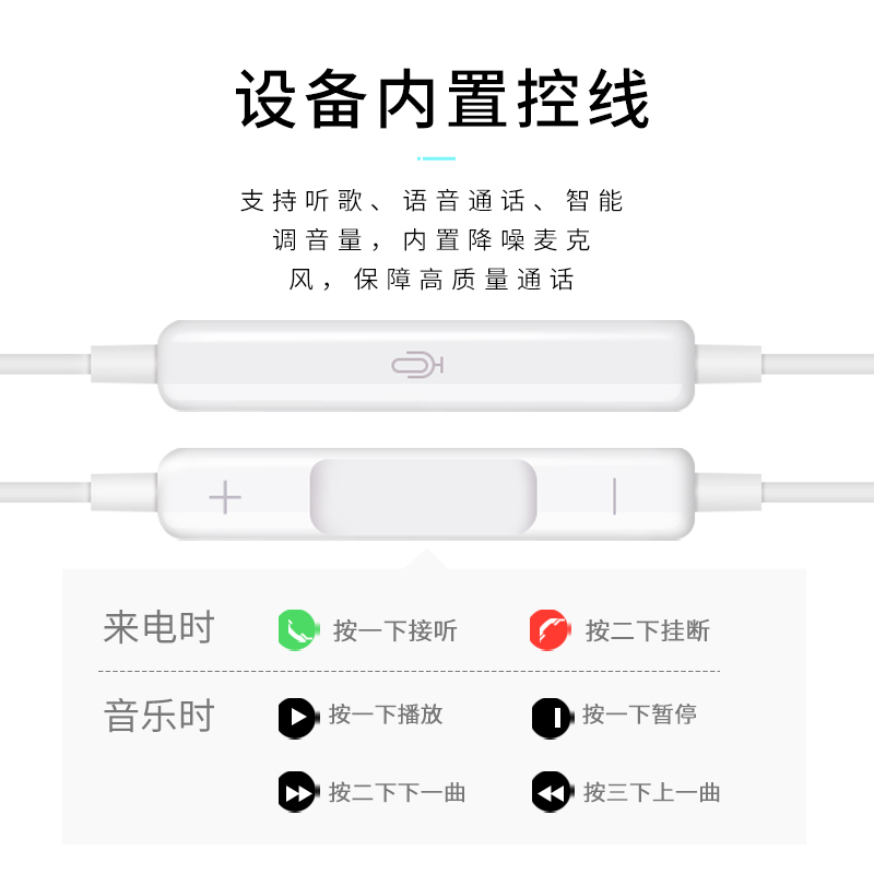 品炫适用iPhone7耳机6/8/x/xr/xs正品重低音11promax入耳式lightning线控苹果oppo华为小米vivo三星通用-图0