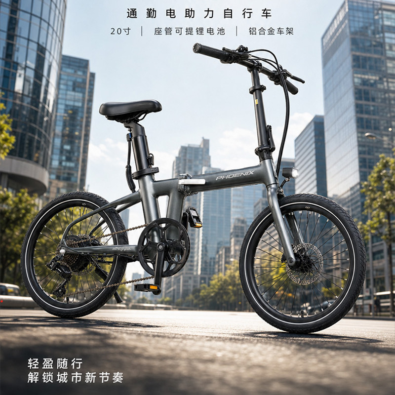 Phoenix Songya Aluminum Alloy 20-Inch Folding Electric-Assisted Bicycle Lithium Battery Commuting Electric Bicycle