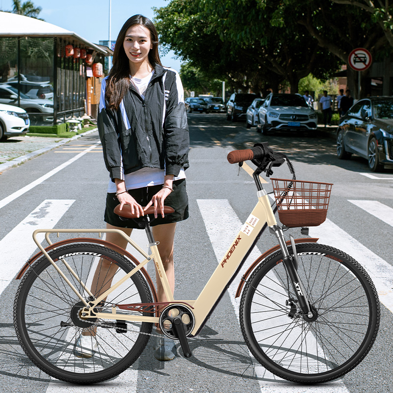 凤凰新款国标通勤电动自行车锂电池小型电动车助力脚踏电瓶车-图0