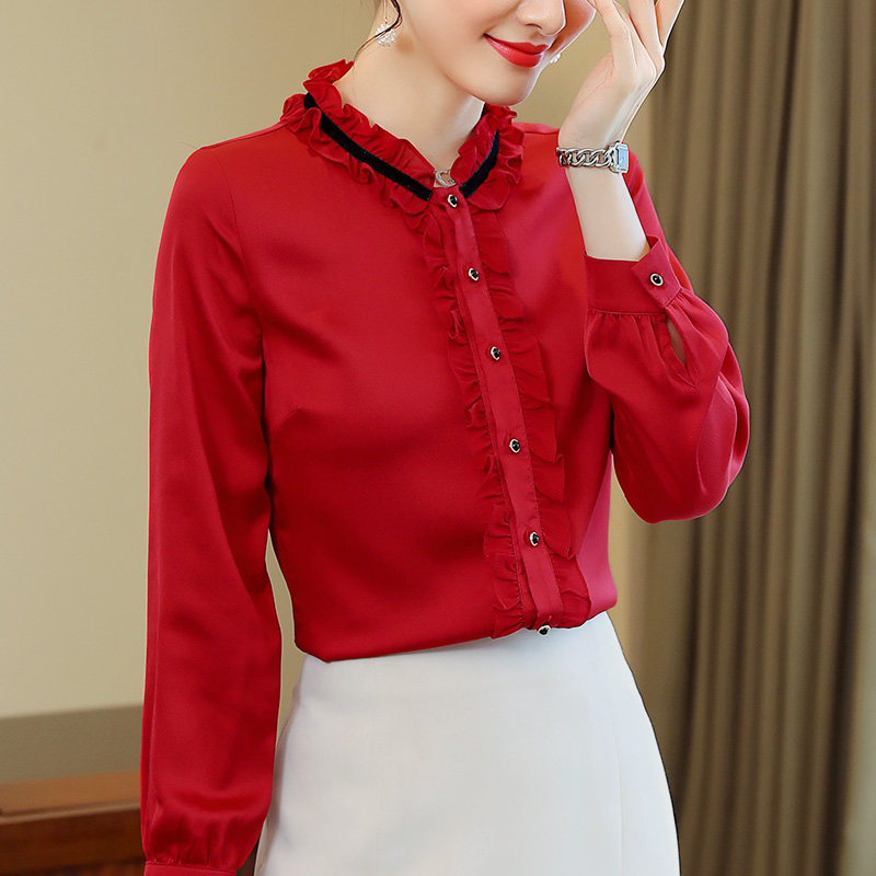 女士洋气百搭小衫气质宽松雪纺衫 爱衣买衣衬衫