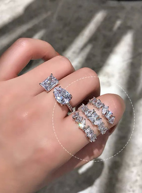 韩系冷淡风重工锆钻戒指女ins