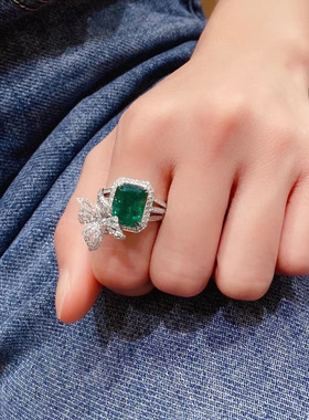 彩宝蝴蝶戒指女ins冷淡风开口