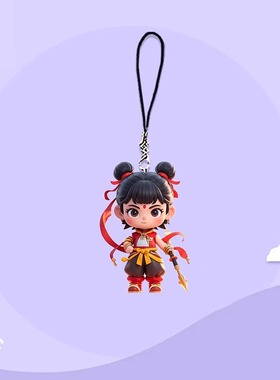 钥匙扣挂件学生挂饰哪吒链幼儿园魔童全班儿童生日卡通挂绳按压