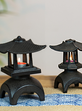 铸铁宫灯日式烛台茶空间装饰摆件