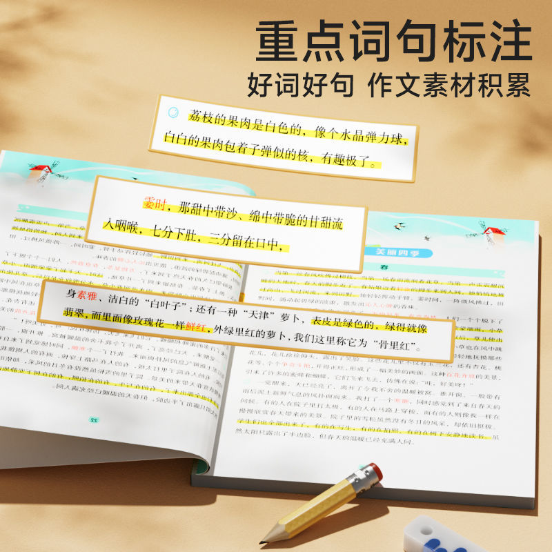 时光学60天优美句段篇积累大全小学生通用一二三四五六年级好词好句好段大全积累本优美句子修辞手法作文素材积累本句式强化打卡书 - 图2