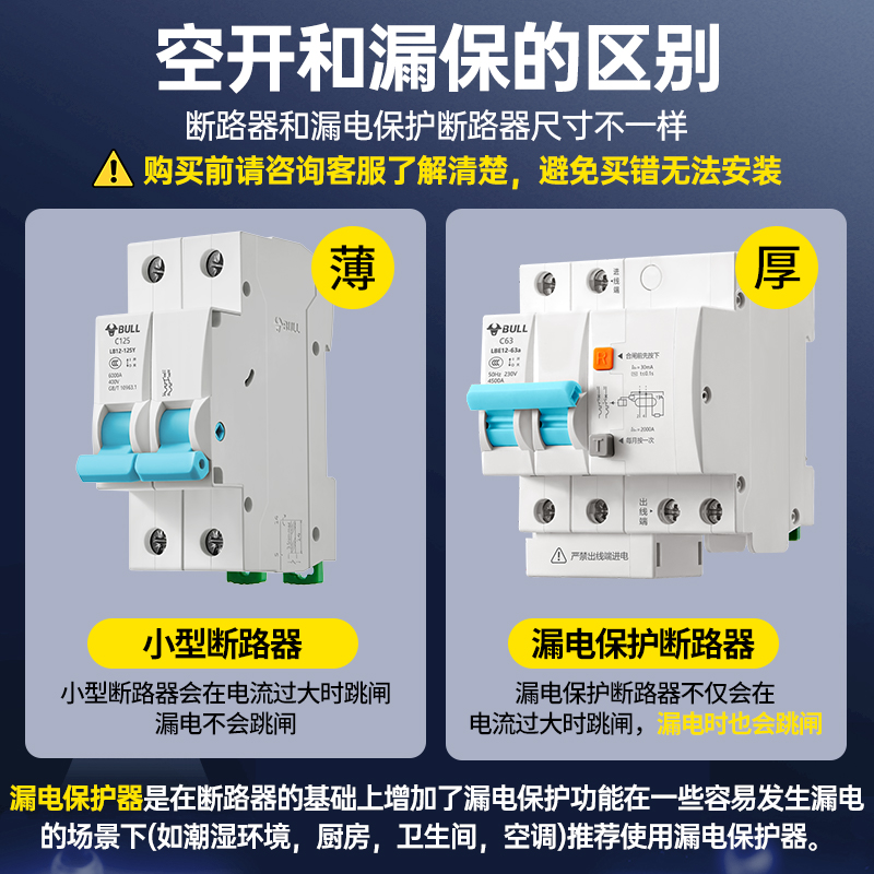 公牛空气开关带漏电保护器2p家用智能1p+n32a安总闸63a空调断路器-图1