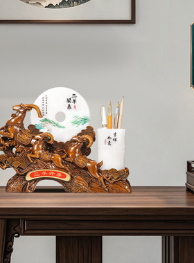 聚善缘三羊开泰笔筒摆件工艺品