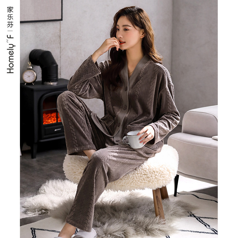 睡衣女士秋冬款冬季珊瑚绒加厚加绒法兰绒家居服海岛绒春秋款套装,淘宝优惠券,粉丝福利购,淘宝优惠卷