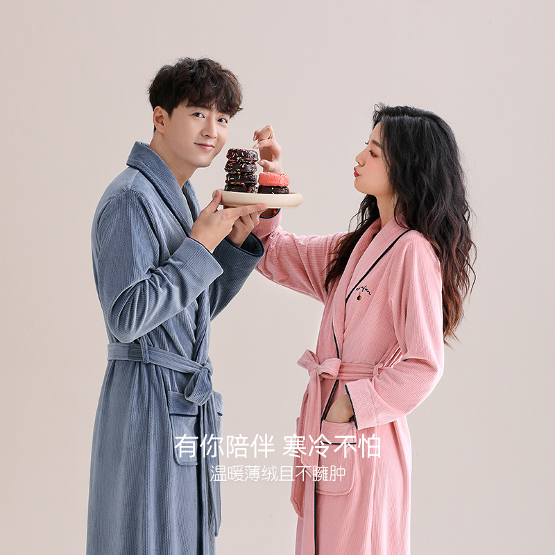 海岛绒情侣睡袍男睡衣秋冬款女浴袍冬季长款法兰绒珊瑚绒加厚加绒,淘宝优惠券,粉丝福利购,淘宝优惠卷