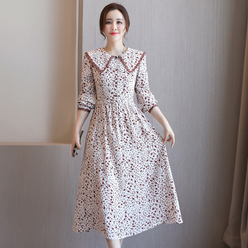 秋装2020新款中长款气质碎花连衣裙 依雨芬芬连衣裙