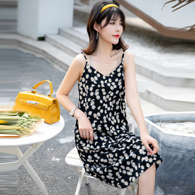 小雏菊无袖连衣裙女2020 v领碎花 依雨芬芬连衣裙