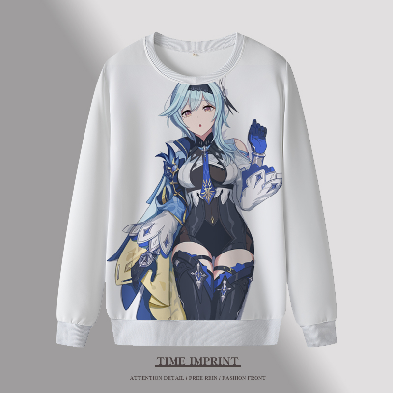 派蒙 优菈 安柏卫衣圆领青少年痛衣服秋冬季动漫外套长袖T-shirt