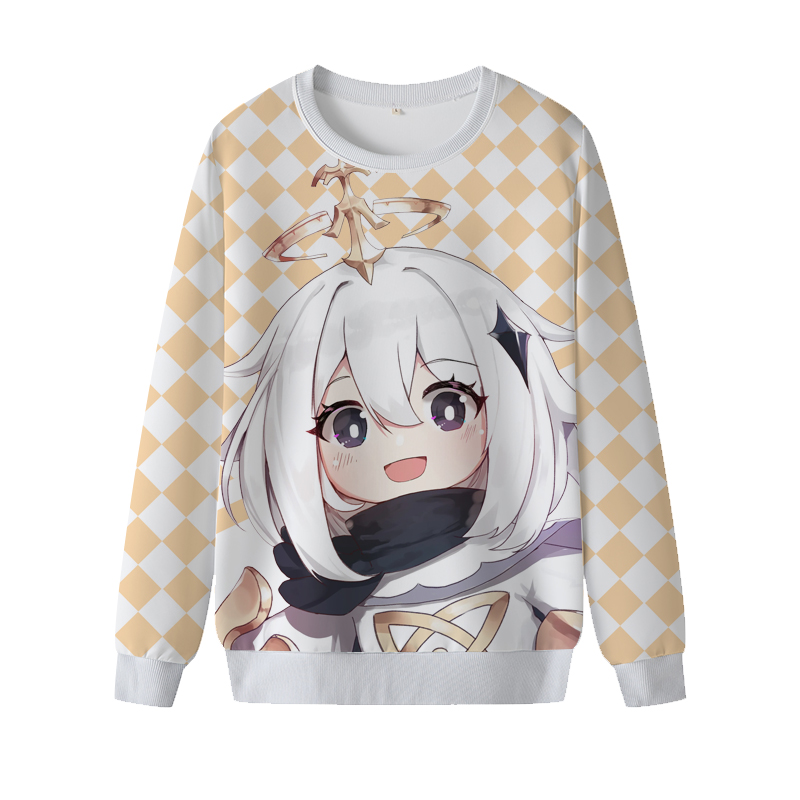 派蒙 优菈 安柏卫衣圆领青少年痛衣服秋冬季动漫外套长袖T-shirt