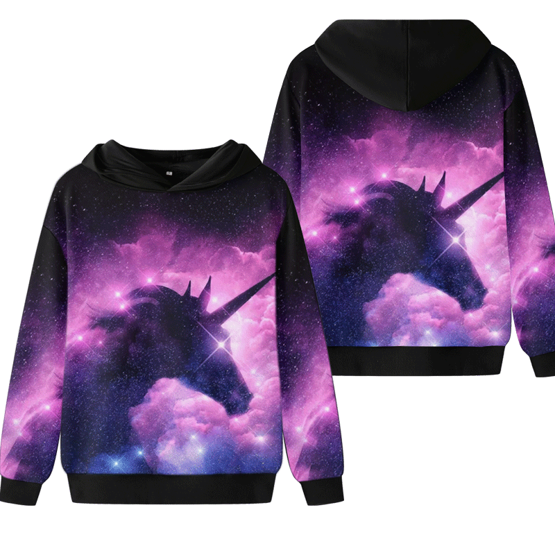 秋冬男士星空连帽独角兽宽松卫衣 久刻时光卫衣