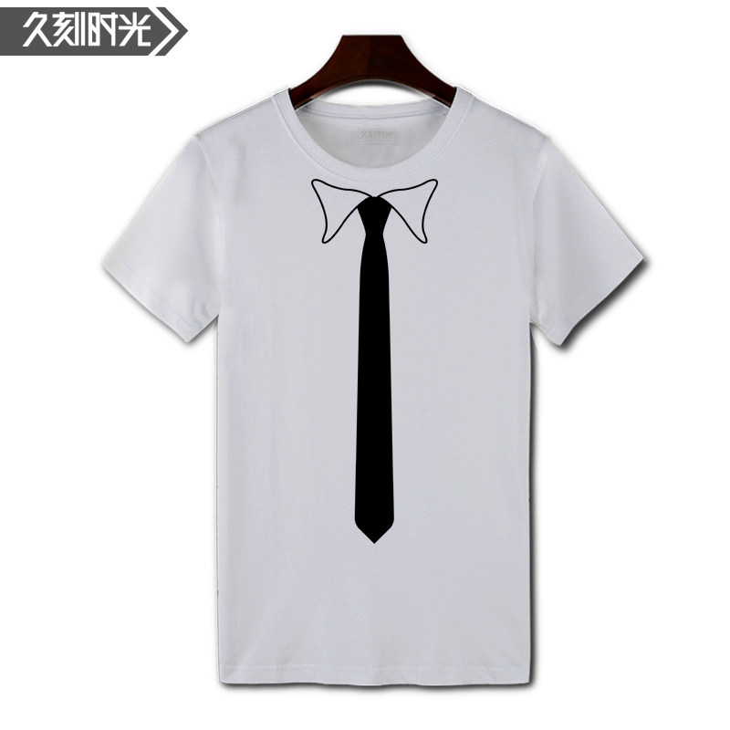 唐人街刘昊然潮领带t恤短袖打底衫 久刻时光T恤