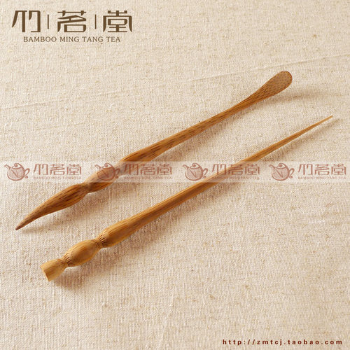 碳化藕节茶针茶则 纯手工竹制六君子茶具零配件 仿古茶勺茶拨茶锥 - 图0