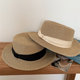 Hepburn style French flat-top straw hat women's beach vacation sun protection hat large head circumference flat brim sun protection hat