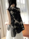 Black embroidered buckle Chinese style vest shawl