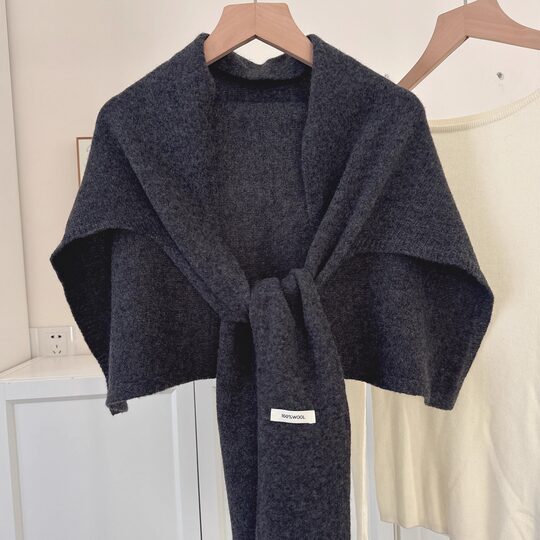 Australian knitted T-shaped shawl for women in autumn new coffee color warm neck and waistcoat scarf for women's fashion